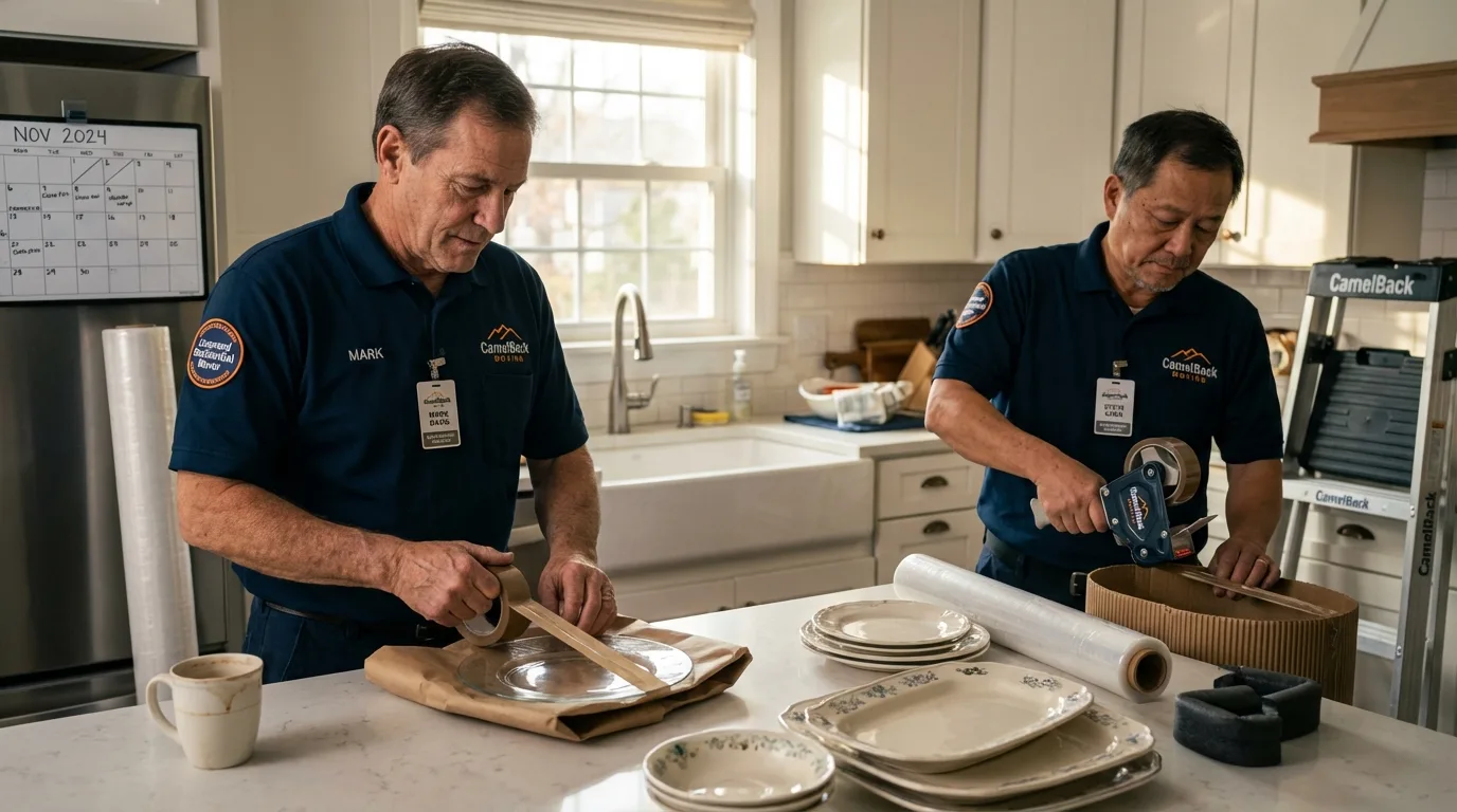 Professional crew packing kitchen dishware in Jackson, MO
